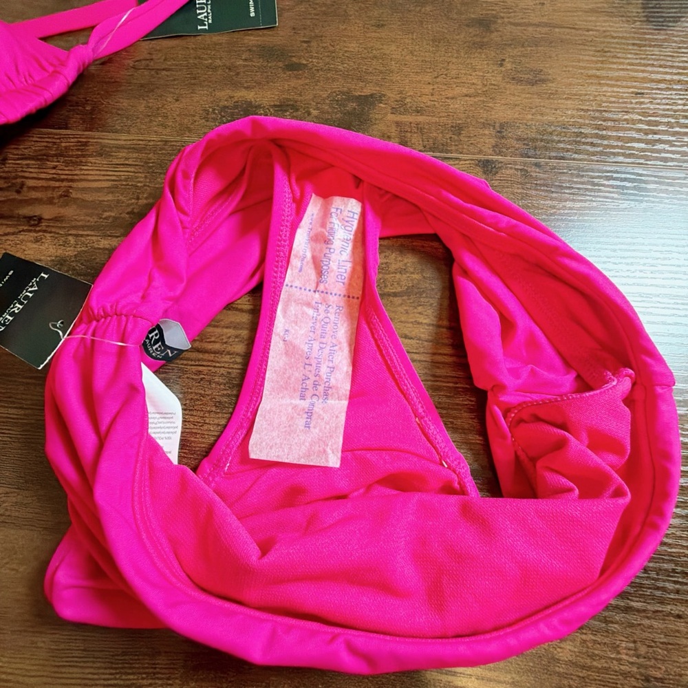 Ralph Lauren NWT Size 0 Hot Pink Bikini Set Halter Tie Two-Piece Beach Vacation - Picture 5 of 10